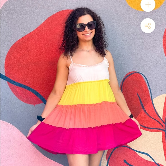 NWT‎ HONEY SPARKLE COLOR BLOCKED MINI DRESS M - Picture 2 of 10